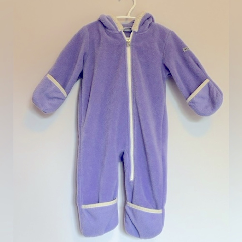 Columbia Paisley Purple Hooded Baby Bunting Onesie 6-12M